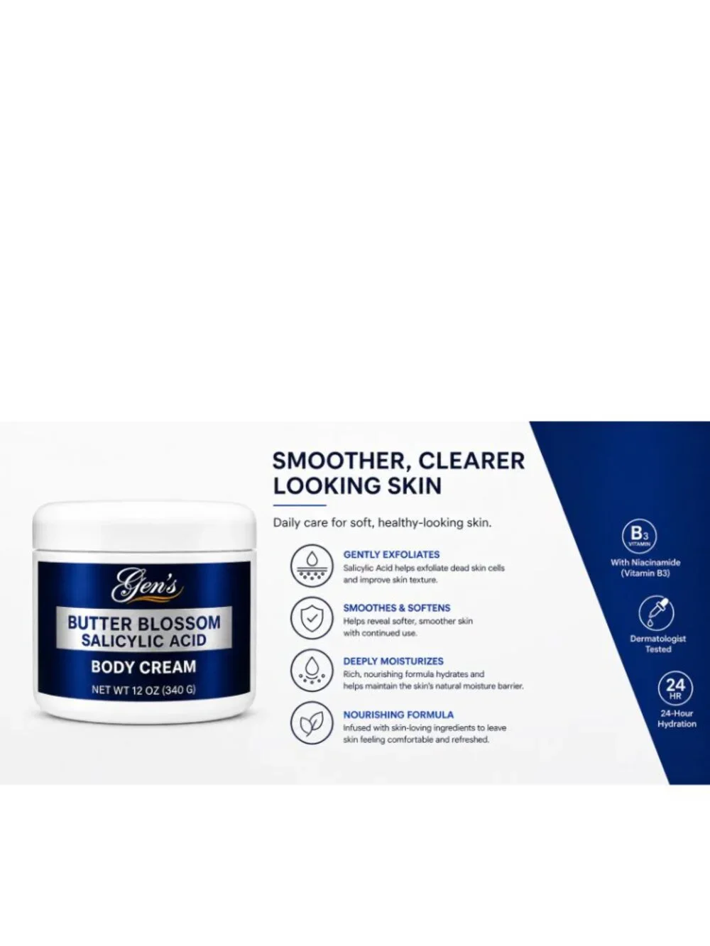 GEN Skin Salicylic Acid Body Cream, 12 Ounces